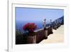 Terrace with Statues and Amalfi Coast View-George Oze-Framed Premium Photographic Print