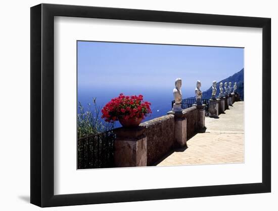 Terrace with Statues and Amalfi Coast View-George Oze-Framed Photographic Print