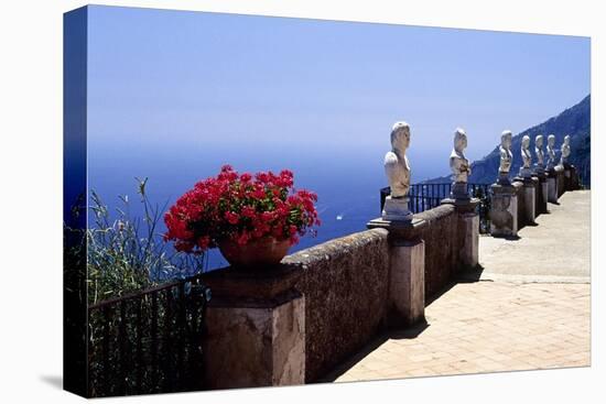 Terrace with Statues and Amalfi Coast View-George Oze-Stretched Canvas