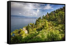 Terraced Hillside at the Coast, Portofino, Italy-George Oze-Framed Stretched Canvas