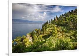 Terraced Hillside at the Coast, Portofino, Italy-George Oze-Framed Photographic Print