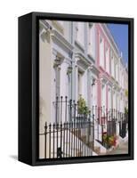 Terraced Houses and Wrought Iron Railings, Kensington, London, England, UK-Mark Mawson-Framed Stretched Canvas