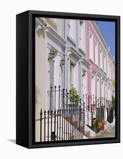 Terraced Houses and Wrought Iron Railings, Kensington, London, England, UK-Mark Mawson-Framed Stretched Canvas