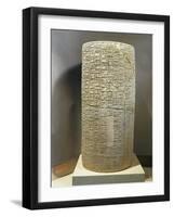 Terracotta Cylinder with the Triumphal Anthem of King Gudea-null-Framed Giclee Print