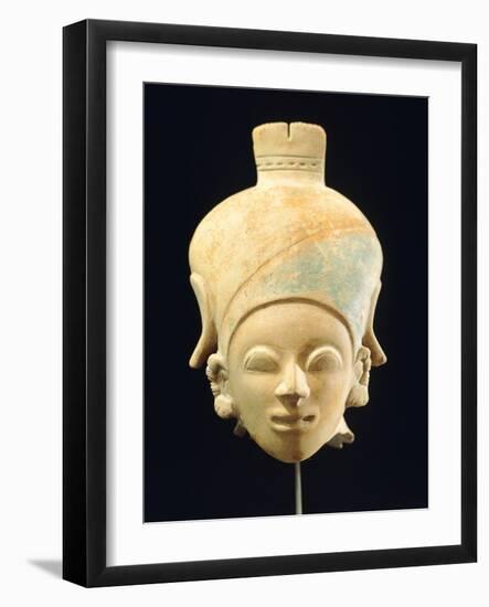 Terracotta Polychrome Head of a Woman, Artifact Originating from Jama-Coaque-null-Framed Giclee Print