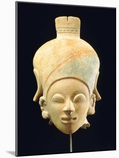 Terracotta Polychrome Head of a Woman, Artifact Originating from Jama-Coaque-null-Mounted Giclee Print