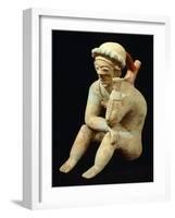 Terracotta Polychrome Whistle Vase known as the Thinker, Artifact Originating from Bahia-null-Framed Giclee Print