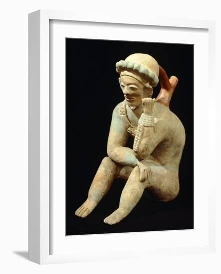 Terracotta Polychrome Whistle Vase known as the Thinker, Artifact Originating from Bahia-null-Framed Giclee Print