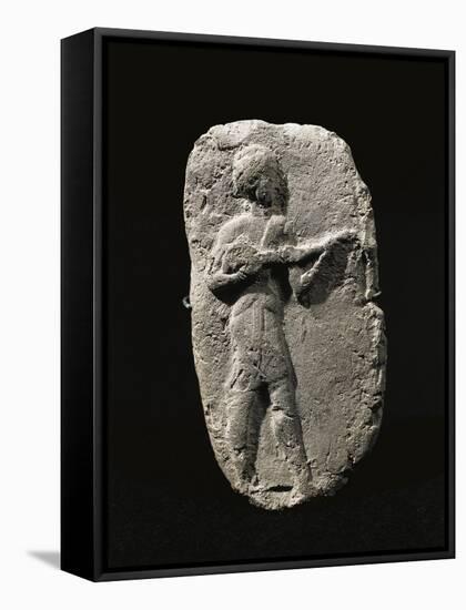 Terracotta Relief Depicting Musician Artefact from Larsa, Iraq-null-Framed Stretched Canvas