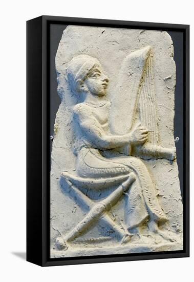 Terracotta Relief of Harpist-null-Framed Stretched Canvas