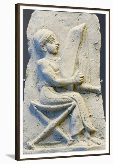 Terracotta Relief of Harpist-null-Framed Premium Photographic Print