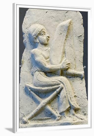 Terracotta Relief of Harpist-null-Framed Premium Photographic Print