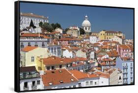 Terracotta Roofs and Ancient Dome Seen from Miradouro Alfama One of Many Viewpoints of Lisbon-Roberto Moiola-Framed Stretched Canvas