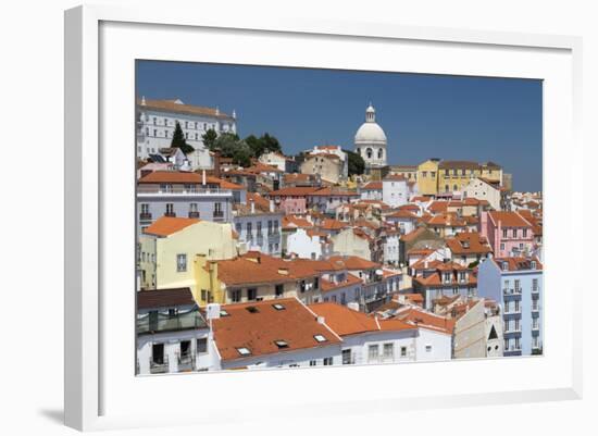 Terracotta Roofs and Ancient Dome Seen from Miradouro Alfama One of Many Viewpoints of Lisbon-Roberto Moiola-Framed Photographic Print