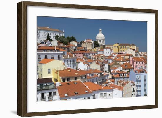 Terracotta Roofs and Ancient Dome Seen from Miradouro Alfama One of Many Viewpoints of Lisbon-Roberto Moiola-Framed Photographic Print