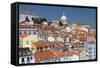 Terracotta Roofs and Ancient Dome Seen from Miradouro Alfama One of Many Viewpoints of Lisbon-Roberto Moiola-Framed Stretched Canvas