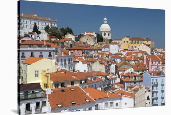 Terracotta Roofs and Ancient Dome Seen from Miradouro Alfama One of Many Viewpoints of Lisbon-Roberto Moiola-Stretched Canvas