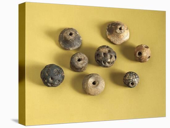 Terracotta Spindle Whorls, from Toscanella Imolese, Province of Bologna-null-Stretched Canvas