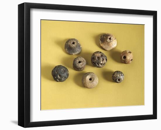 Terracotta Spindle Whorls, from Toscanella Imolese, Province of Bologna-null-Framed Giclee Print
