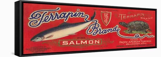 Terrapin Salmon Can Label - Bellingham, WA-Lantern Press-Framed Stretched Canvas