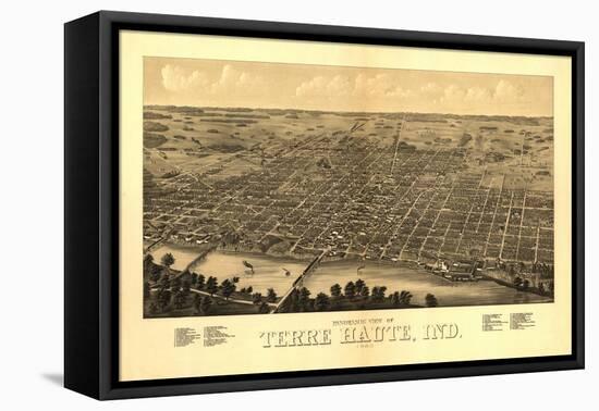 Terre Haute, Indiana - Panoramic Map-Lantern Press-Framed Stretched Canvas