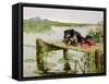 Terrier - Fishing, C.1890-Philip Eustace Stretton-Framed Stretched Canvas