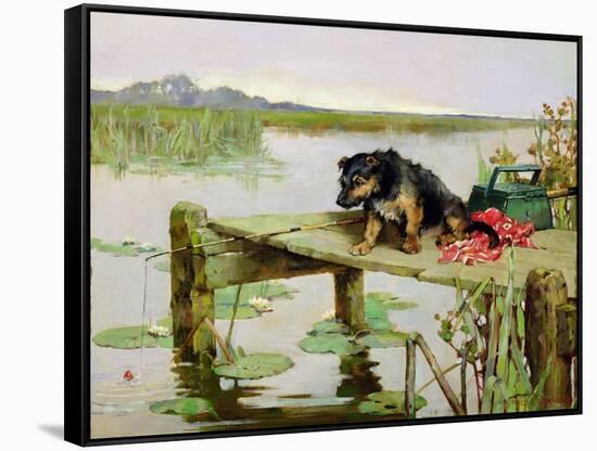 Terrier - Fishing, C.1890-Philip Eustace Stretton-Framed Stretched Canvas