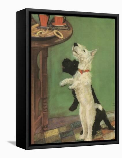 Terrier Trouble V-null-Framed Stretched Canvas
