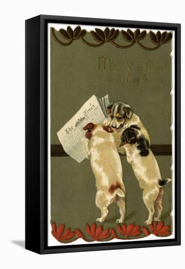 Terriers Read the Times-null-Framed Stretched Canvas