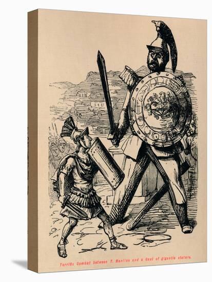 'Terrific Combat between T Manlius and a Gaul of gigantic stature', 1852-John Leech-Stretched Canvas