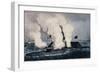 Terrific Combat Between the Monitor 2 Guns and Merrimac Ten Guns-Currier & Ives-Framed Giclee Print