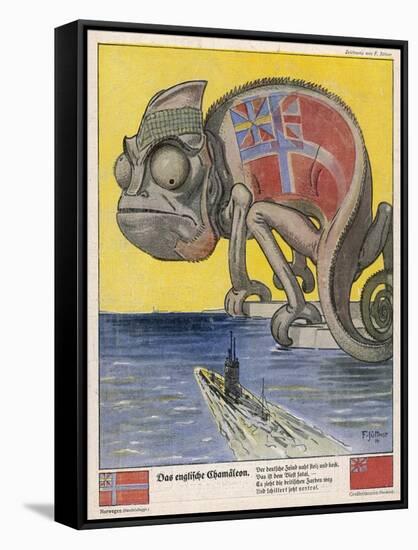 Terrified by German U-Boats the English Pretend to be Neutral-Franz Juttner-Framed Stretched Canvas