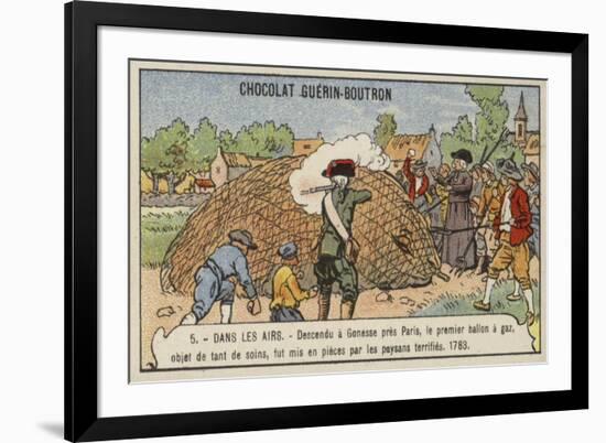 Terrified Peasants Destroying the First Hydrogen Balloon after its Landing, 1783-null-Framed Giclee Print