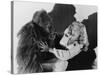 Terrified Woman Being Attacked by Gorilla-null-Stretched Canvas