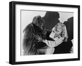 Terrified Woman Being Attacked by Gorilla-null-Framed Photo