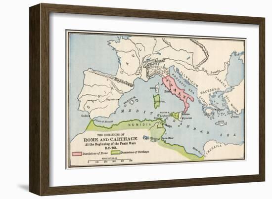 Territories of Rome and Carthage at the Outset of the Punic Wars, 264 BC-null-Framed Giclee Print