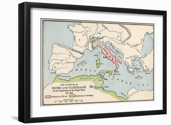 Territories of Rome and Carthage at the Outset of the Punic Wars, 264 BC-null-Framed Giclee Print