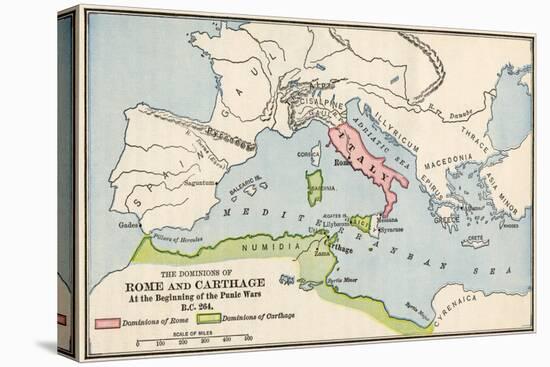 Territories of Rome and Carthage at the Outset of the Punic Wars, 264 BC-null-Stretched Canvas