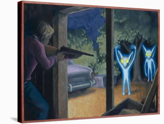 Terrorised by Small Glowing Aliens at a Farm Near Hopkinsville-Michael Buhler-Stretched Canvas