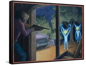 Terrorised by Small Glowing Aliens at a Farm Near Hopkinsville-Michael Buhler-Framed Stretched Canvas