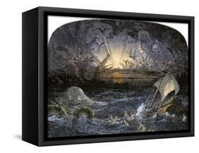 Terrors in the Sea of Darkness-null-Framed Stretched Canvas