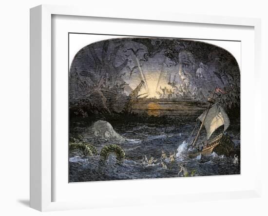 Terrors in the Sea of Darkness-null-Framed Premium Giclee Print