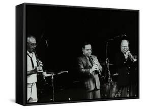 Terry Lightfoot, Peanuts Hucko and Billy Butterfield Playing at Potters Bar, Hertfordshire, 1986-Denis Williams-Framed Stretched Canvas