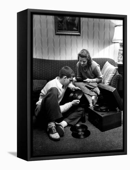 Terry Williams and Beverly Lanphere are teenagers who are going steady-Nina Leen-Framed Stretched Canvas