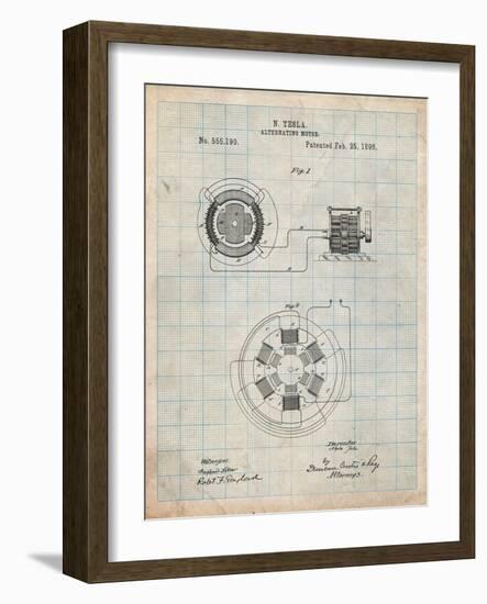 Tesla Alternating Motor Patent-Cole Borders-Framed Art Print