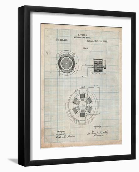 Tesla Alternating Motor Patent-Cole Borders-Framed Art Print