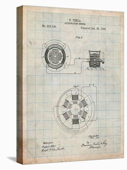 Tesla Alternating Motor Patent-Cole Borders-Stretched Canvas