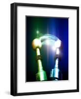 Tesla Coils Firing, Artwork-Victor Habbick-Framed Photographic Print