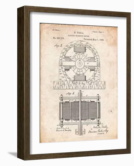 Tesla Electro Motor Patent-Cole Borders-Framed Art Print