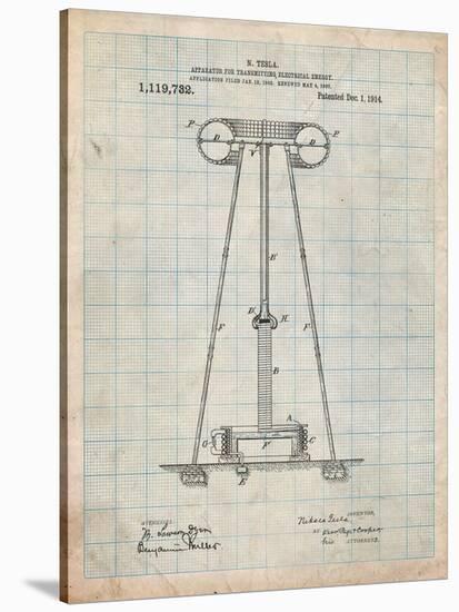 Tesla Energy Transmitter Patent-Cole Borders-Stretched Canvas